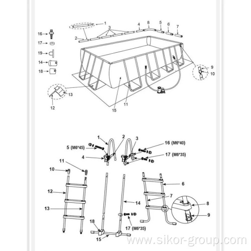 Above Ground Piscinas De Plastico Grande Retangular Rectangular Frame Swimming Pool Metal Frame Steel Swimming Pool